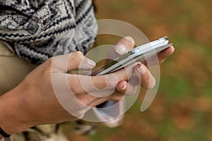 Woman writing sms