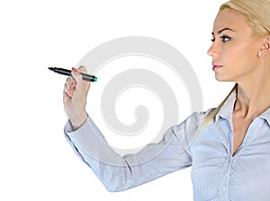 Woman writing something