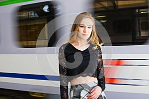 Woman at Wroclaw railway station