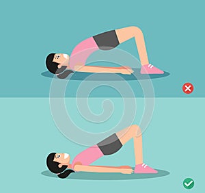 Woman wrong and right back strengthening exercises posture photo