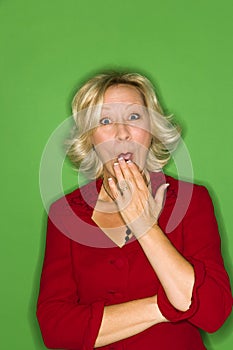 Woman yawning or astonished