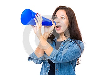 Woman yell with megaphone