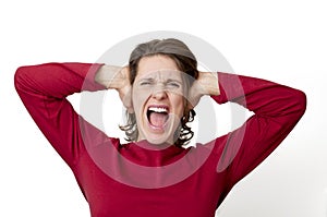 Woman yelling photo