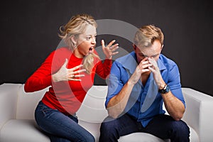 Woman yelling at man photo