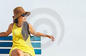 Woman in yellow dress