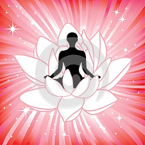 Woman in the yoga lotus flower asana photo