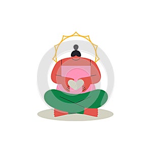 Woman yoga lotus pose love concept isolated