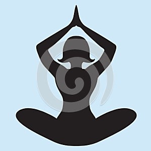 Woman Yoga Meditating in Lotus Position. Silhouette Figure Vector