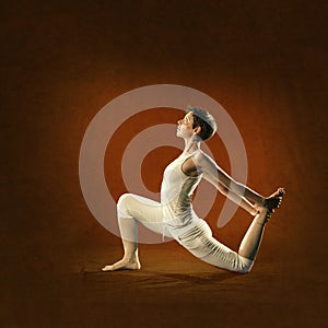 Woman in yoga position. Kapota