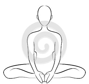 Woman yoga position lineart sketch drawing vector isolated illustration