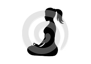 Woman in yoga position silhouette icon vector