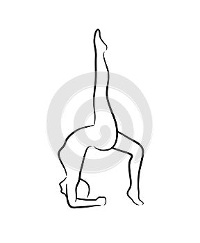 Woman in yoga posture. Yoga pose meditating woman line art vector illustration