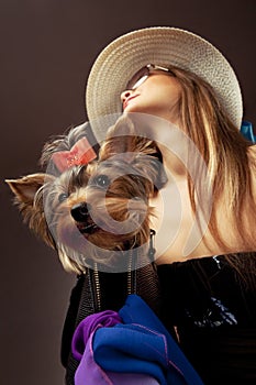 Woman with Yorkshire Terrier