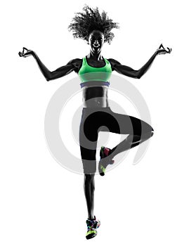 Woman zumba dancer dancing exercises silhouette