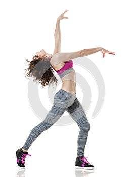 Woman zumba dancer dancing fitness exercises