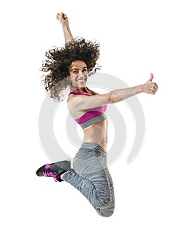 Woman zumba dancer dancing fitness exercises