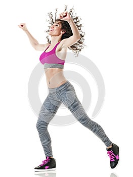 Woman zumba dancer dancing fitness exercises