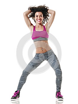 Woman zumba dancer dancing fitness exercises