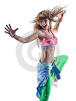 woman zumba dancers dancing fitness exercising excercises isolat