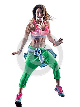 Una mujer bailarines bailar idoneidad ejercicio ejercicio aire 