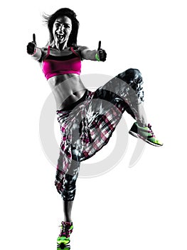 Woman zumba fitness exercises dancer dancing isolated silhouette
