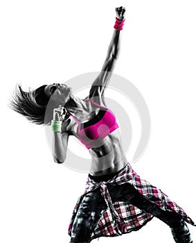 Woman zumba fitness exercises dancer dancing isolated silhouette