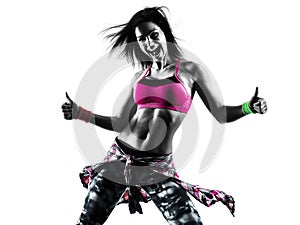 Woman zumba fitness exercises dancer dancing isolated silhouette