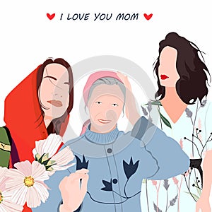 Happy Mothers Day. Card template. Design element for card, poster, banner, and other use.