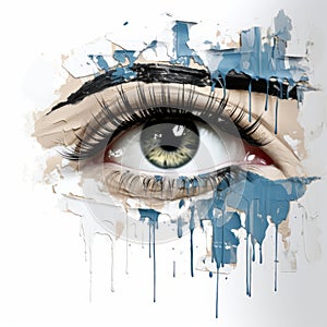 a womans eye with blue paint on it
