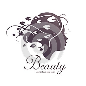 Womans hair style stylized silhouette