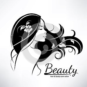 Womans hair style stylized sillhouette