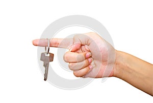 Womans hand with key