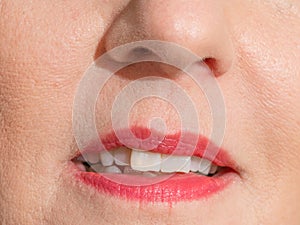 Womans mouth with red lipstick