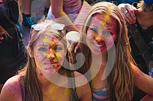 Womans portrait on holi festive