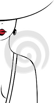 The womans silhouette with bright lips