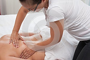 Womans in spa salon massage therapy and beauty treatments