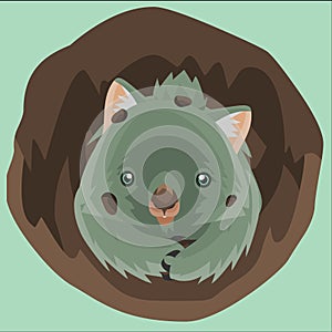 wombat burrowing a hole. Vector illustration decorative design