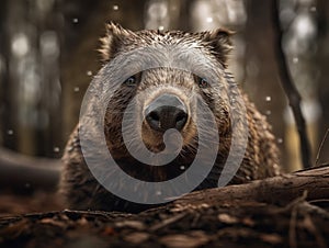 Wombat portrait created with Generative AI technology