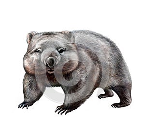 Wombat Vombatidae, realistic drawing