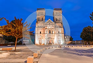 Women Abbey in Caen, France. Night view