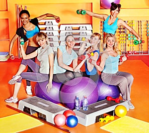 Women in aerobics class.