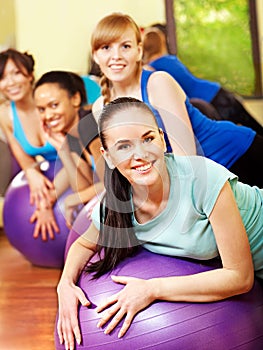 Women in aerobics class.