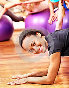 Women in aerobics class.