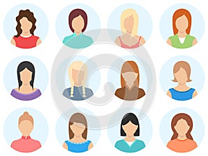 Women avatar set isolated on white background. Simple shape women avatar. Set of women avatar icons. High quality vector illustrat
