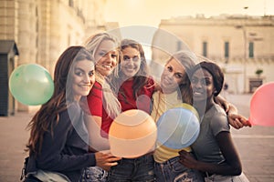 Women with balloons