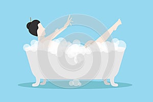 A Women bathed in bathtubs