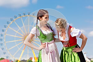 Women with Bavarian dirndl on fesival