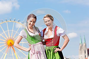 Women with Bavarian dirndl on fesival