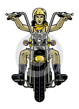 Women Biker riding Motorcycle photo