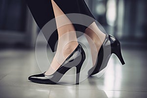 Women black feet heels. Generate ai